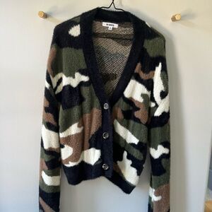 BB Dakota camoflauge cardigan sweater.